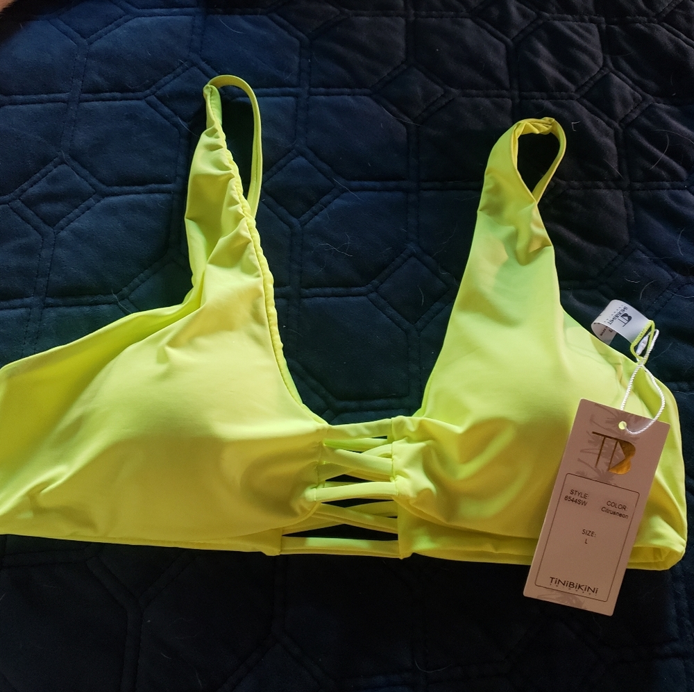 Tinibikini neon yellow top NWT